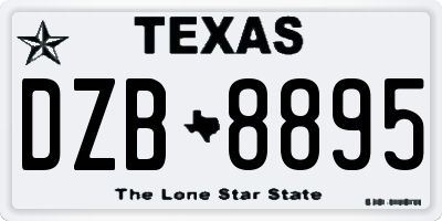 TX license plate DZB8895