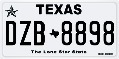 TX license plate DZB8898