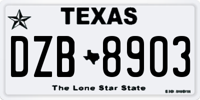 TX license plate DZB8903