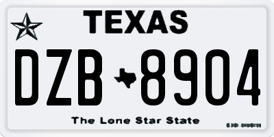 TX license plate DZB8904