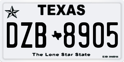 TX license plate DZB8905