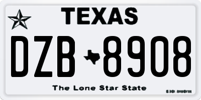 TX license plate DZB8908