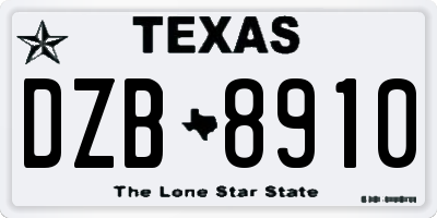 TX license plate DZB8910