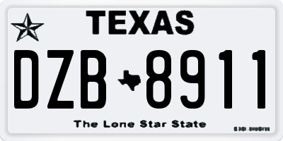 TX license plate DZB8911