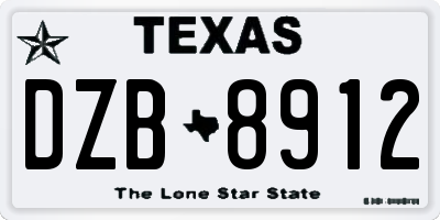 TX license plate DZB8912