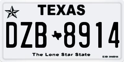 TX license plate DZB8914