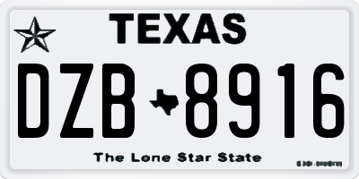 TX license plate DZB8916