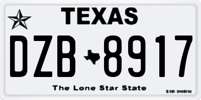 TX license plate DZB8917
