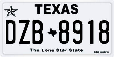 TX license plate DZB8918