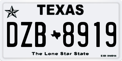TX license plate DZB8919