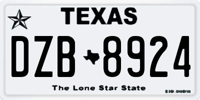 TX license plate DZB8924