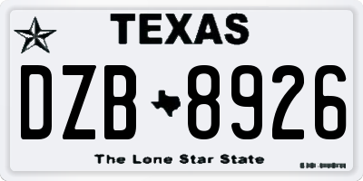 TX license plate DZB8926