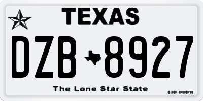 TX license plate DZB8927