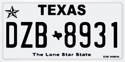 TX license plate DZB8931