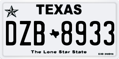 TX license plate DZB8933