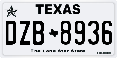 TX license plate DZB8936