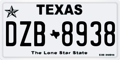 TX license plate DZB8938