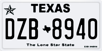 TX license plate DZB8940