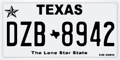 TX license plate DZB8942