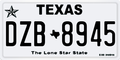 TX license plate DZB8945