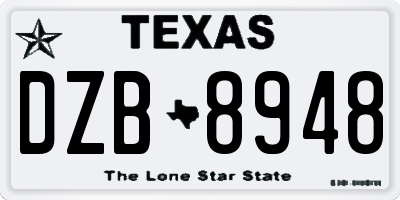 TX license plate DZB8948