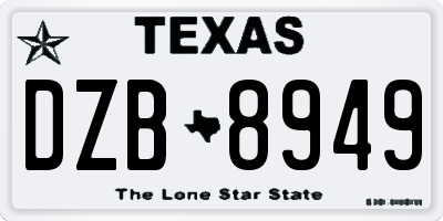 TX license plate DZB8949