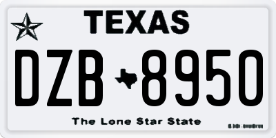 TX license plate DZB8950