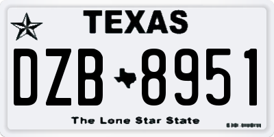 TX license plate DZB8951