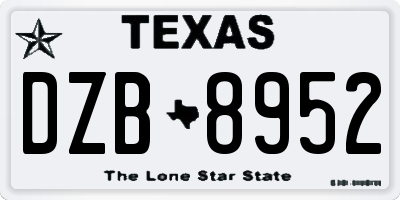 TX license plate DZB8952