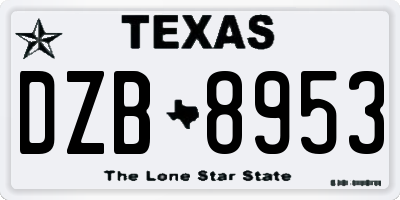 TX license plate DZB8953