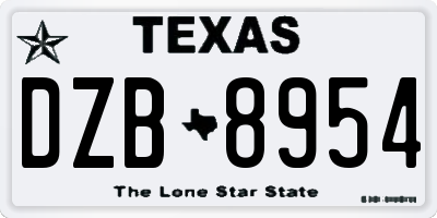 TX license plate DZB8954