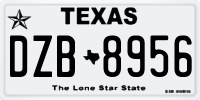 TX license plate DZB8956