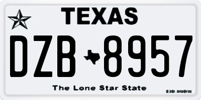 TX license plate DZB8957
