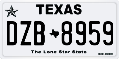 TX license plate DZB8959