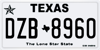 TX license plate DZB8960