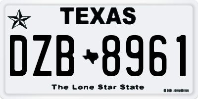 TX license plate DZB8961