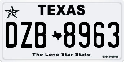 TX license plate DZB8963