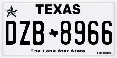TX license plate DZB8966