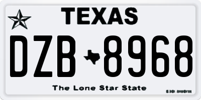 TX license plate DZB8968