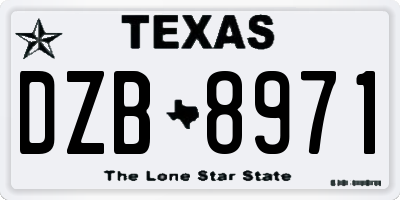 TX license plate DZB8971