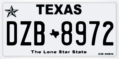 TX license plate DZB8972