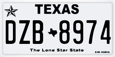 TX license plate DZB8974
