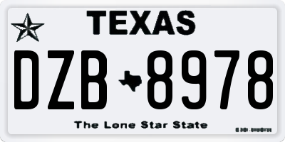 TX license plate DZB8978