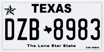 TX license plate DZB8983