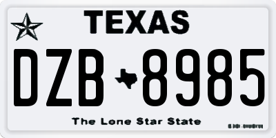 TX license plate DZB8985
