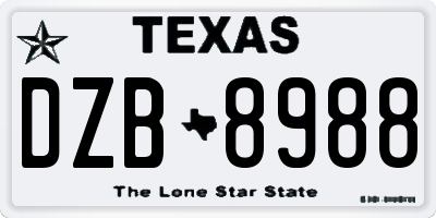 TX license plate DZB8988