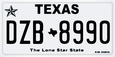 TX license plate DZB8990