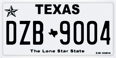 TX license plate DZB9004