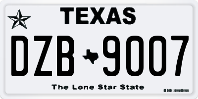 TX license plate DZB9007
