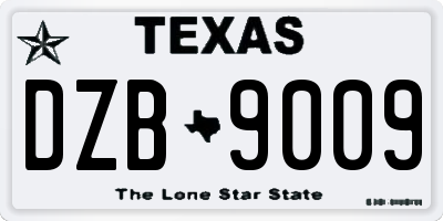 TX license plate DZB9009
